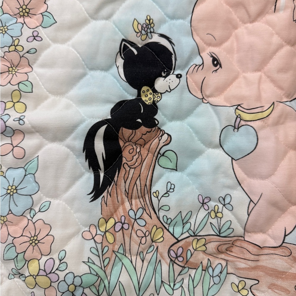 Precious Moments Pig & Skunk homemade quilted baby blanket - Picture 3 of 16